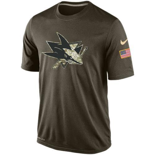 Mens San Jose Sharks Green Salute To Service NHL Nike Dri-FIT T-Shirt