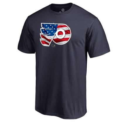 Mens Philadelphia Flyers Navy Banner Wave NHL T-Shirt