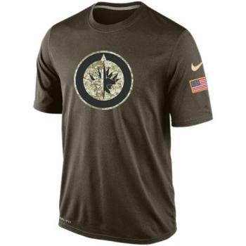 Mens Winnipeg Jets Green Salute To Service NHL Nike Dri-FIT T-Shirt