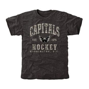 Mens Washington Capitals Black Camo Stack Tri-Blend NHL T-Shirt