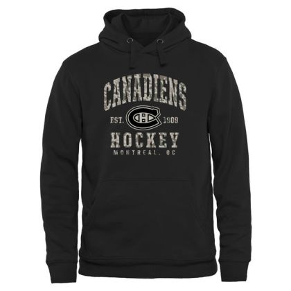Mens Montreal Canadiens Black Camo Stack NHL Pullover Hoodie
