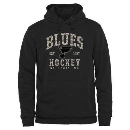 Mens St. Louis Blues Black Camo Stack NHL Pullover Hoodie