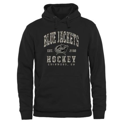 Mens Columbus Blue Jackets Black Camo Stack NHL Pullover Hoodie