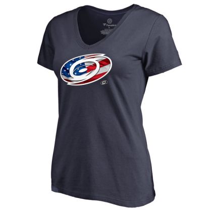 Womens Carolina Hurricanes Navy Banner Wave Slim Fit NHL T-Shirt