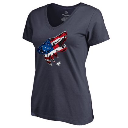 Womens Arizona Coyotes Navy Banner Wave Slim Fit NHL T-Shirt