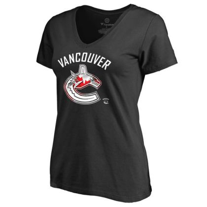 Womens Vancouver Canucks Black Canada Wave Slim Fit NHL T-Shirt