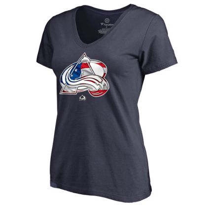 Womens Colorado Avalanche Navy Banner Wave Slim Fit NHL T-Shirt