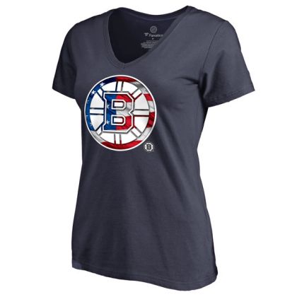 Womens Boston Bruins Navy Banner Wave Slim Fit NHL T-Shirt