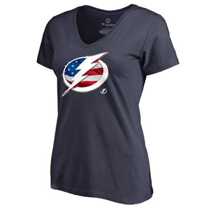 Womens Tampa Bay Lightning Navy Banner Wave Slim Fit NHL T-Shirt