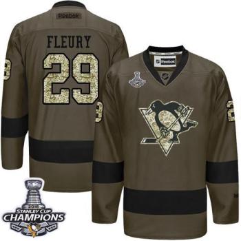 Pittsburgh Penguins #29 Andre Fleury Green Salute To Service 2016 Stanley Cup Champions Stitched NHL Jersey