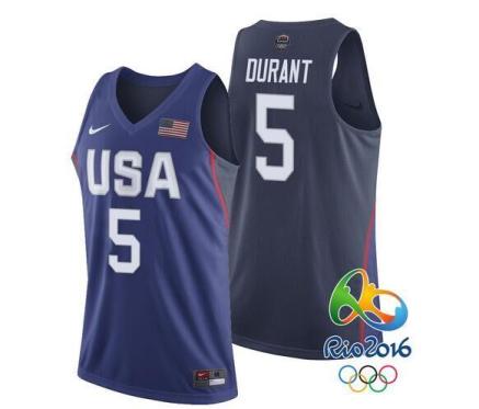 #5 Men's Kevin Durant New Nike Royal 2016 Olympics Team USA Basketball Rio Elite Replica Jersey