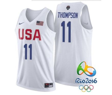 #11 Men's Klay Thompson New Nike White 2016 Olympics Team USA Basketball Rio Elite Replica Jersey