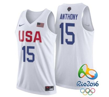 #15 Men's Carmelo Anthony New Nike White 2016 Olympics Team USA Basketball Rio Elite Replica Jersey