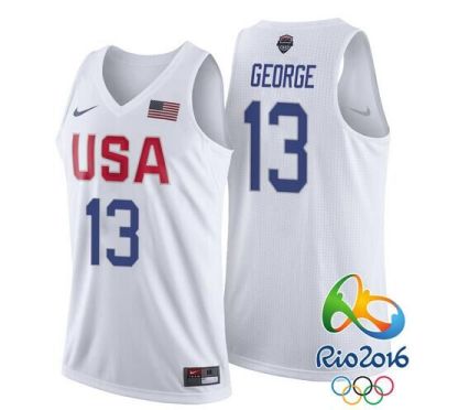 #13 Men's Paul George New Nike White 2016 Olympics Team USA Basketball Rio Elite Replica Jersey