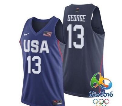 #13 Men's Paul George New Nike Royal 2016 Olympics Team USA Basketball Rio Elite Replica Jersey