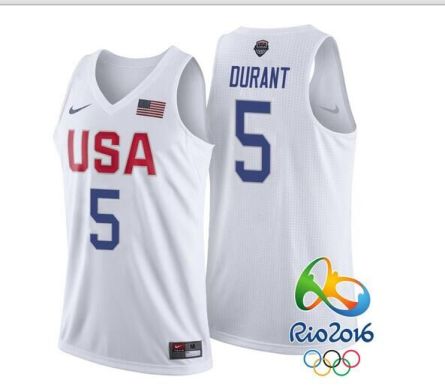 #5 Men's Kevin Durant New Nike White 2016 Olympics Team USA Basketball Rio Elite Replica Jersey