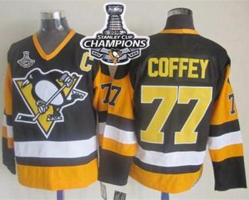 Pittsburgh Penguins #77 Paul Coffey Black CCM Throwback 2016 Stanley Cup Champions Stitched NHL Jersey