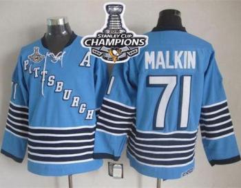 Pittsburgh Penguins #71 Evgeni Malkin Light Blue CCM Throwback 2016 Stanley Cup Champions Stitched NHL Jersey