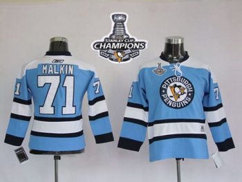Pittsburgh Penguins #71 Evgeni Malkin Blue 2016 Stanley Cup Champions Stitched NHL Jersey