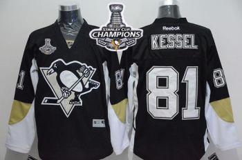 Pittsburgh Penguins #81 Phil Kessel Black Home 2016 Stanley Cup Champions Stitched NHL Jersey