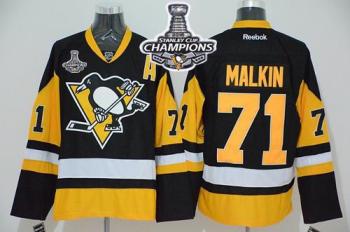 Pittsburgh Penguins #71 Evgeni Malkin Black Alternate 2016 Stanley Cup Champions Stitched NHL Jersey