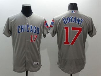 Mens Chicago Cubs #17 Kris Bryant Grey Stitched 2016 Flexbase Authentic Road Baseball Jersey