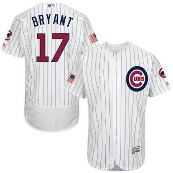 #17 Mens Chicago Cubs Kris Bryant Majestic White Fashion Stars & Stripes Flexbase Baseball Jersey