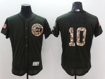 Mens Chicago Cubs #10 Ron Santo Green Stitched 2016 Flexbase Authentic Salute To Service Baseball Jersey