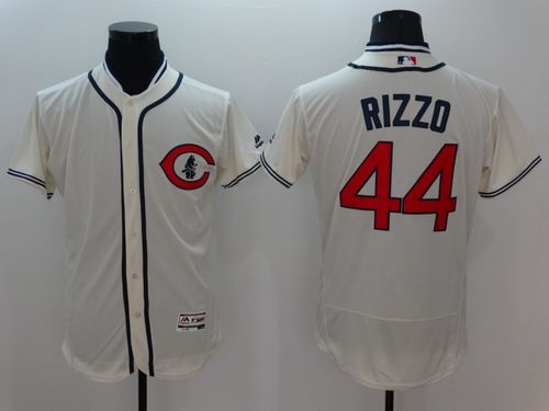 Mens Chicago Cubs #44 Anthony Rizzo Cream Stitched 2016 Flexbase Authentic 1929 Cubs Home Baseball Jersey