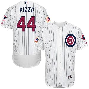 #44 Mens Chicago Cubs Anthony Rizzo Majestic White Fashion Stars & Stripes Flexbase Baseball Jersey