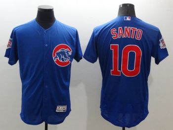 Mens Chicago Cubs #10 Ron Santo Royal Blue Stitched 2016 Flexbase Authentic Road Baseball Jersey