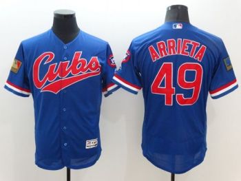 Mens Chicago Cubs #49 Jake Arrieta Royal Blue Stitched 2016 Flexbase Authentic 1994 Cubs Alternate Baseball Jersey
