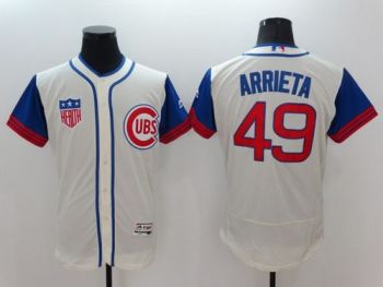 Mens Chicago Cubs #49 Jake Arrieta Cream Stitched 2016 Flexbase Authentic Baseball Jersey
