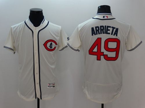 Mens Chicago Cubs #49 Jake Arrieta Cream Stitched 2016 Flexbase Authentic 1929 Cubs Home Baseball Jersey Mens Chicago Cubs #49 Jake Arrieta Cream Stitched 2016 Flexbase Authentic 1929 Cubs Home Baseball Jersey