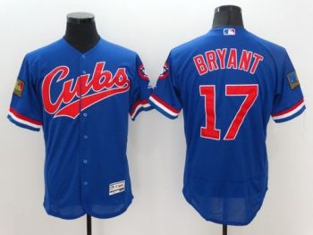 Mens Chicago Cubs #17 Kris Bryant Royal Blue Stitched 2016 Flexbase Authentic 1944 Cubs Alternate Baseball Jersey