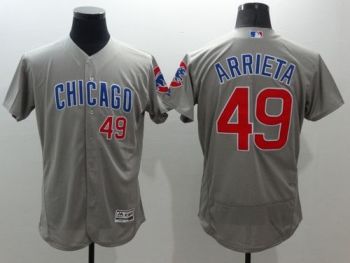 Mens Chicago Cubs #49 Jake Arrieta Grey Stitched 2016 Flexbase Authentic Road Baseball Jersey