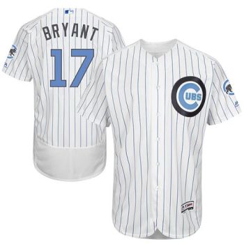 Mens Chicago Cubs #17 Kris Bryant Majestic White Fashion 2016 Father's Day Flexbase Stitched MLB Baseball Jersey