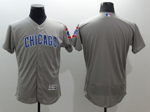 Mens Chicago Cubs Blank Grey Stitched 2016 Flexbase Authentic Road Baseball Jersey