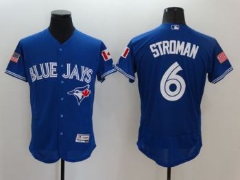 #6 Mens Toronto Blue Jays Marcus Stroman Majestic Royal Fashion Stars & Stripes Flexbase Baseball Jersey