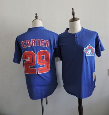 Mitchell & Ness Toronto Blue Jays #29 Joe Carter Mens Royal Cooperstown Mesh Batting Practice MLB Baseball Stitched Jersey