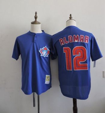 Mitchell & Ness Toronto Blue Jays #12 Roberto Alomar Mens Royal Cooperstown Mesh Batting Practice MLB Baseball Stitched Jersey