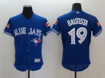 #19 Mens Toronto Blue Jays Jose Bautista Majestic Royal Fashion Stars & Stripes Flexbase Baseball Jersey