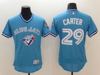 Mens Toronto Blue Jays #29 Joe Carter Blue Stitched 2016 Flexbase Authentic Pullover Baseball Jersey