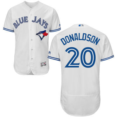 Mens Toronto Blue Jays #20 Josh Donaldson Majestic White Flexbase Stitched Baseball Jersey