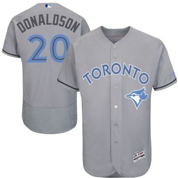 Mens Toronto Blue Jays #20 Josh Donaldson Majestic Gray Fashion 2016 Father's Day Flexbase Stitched MLB Baseball Jersey