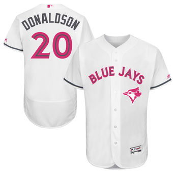 #20 Men's Toronto Blue Jays Josh Donaldson Majestic White Home 2016 Mother's Day Flex Base Jersey