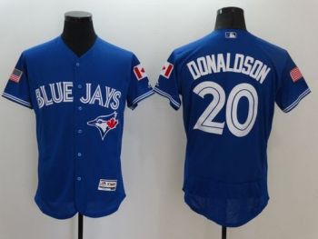 #20 Mens Toronto Blue Jays Josh Donaldson Majestic Royal Fashion Stars & Stripes Flexbase Baseball Jersey