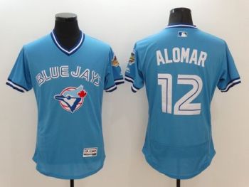 Mens Toronto Blue Jays #12 Roberto Alomar Blue Stitched 2016 Flexbase Authentic Pullover Baseball Jersey