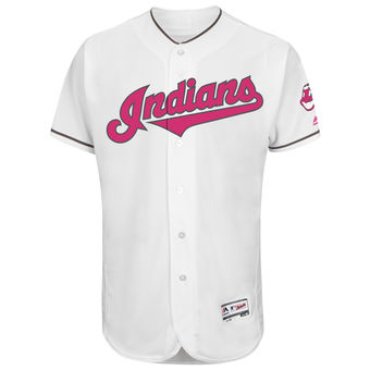 Men's Cleveland Indians Blank White Home 2016 Mother's Day Flex Base Team Jersey