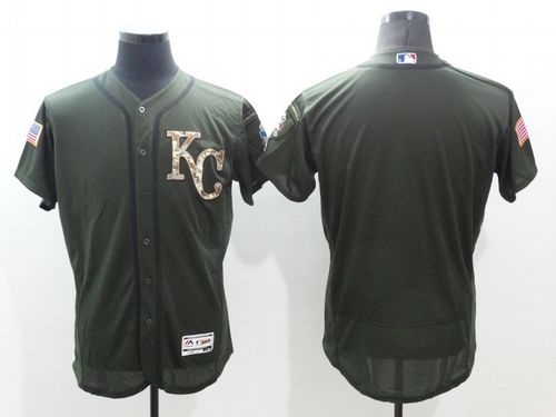 Mens Kansas City Royals Blank Green Stitched 2016 Flexbase Authentic Salute To Service Baseball Jersey